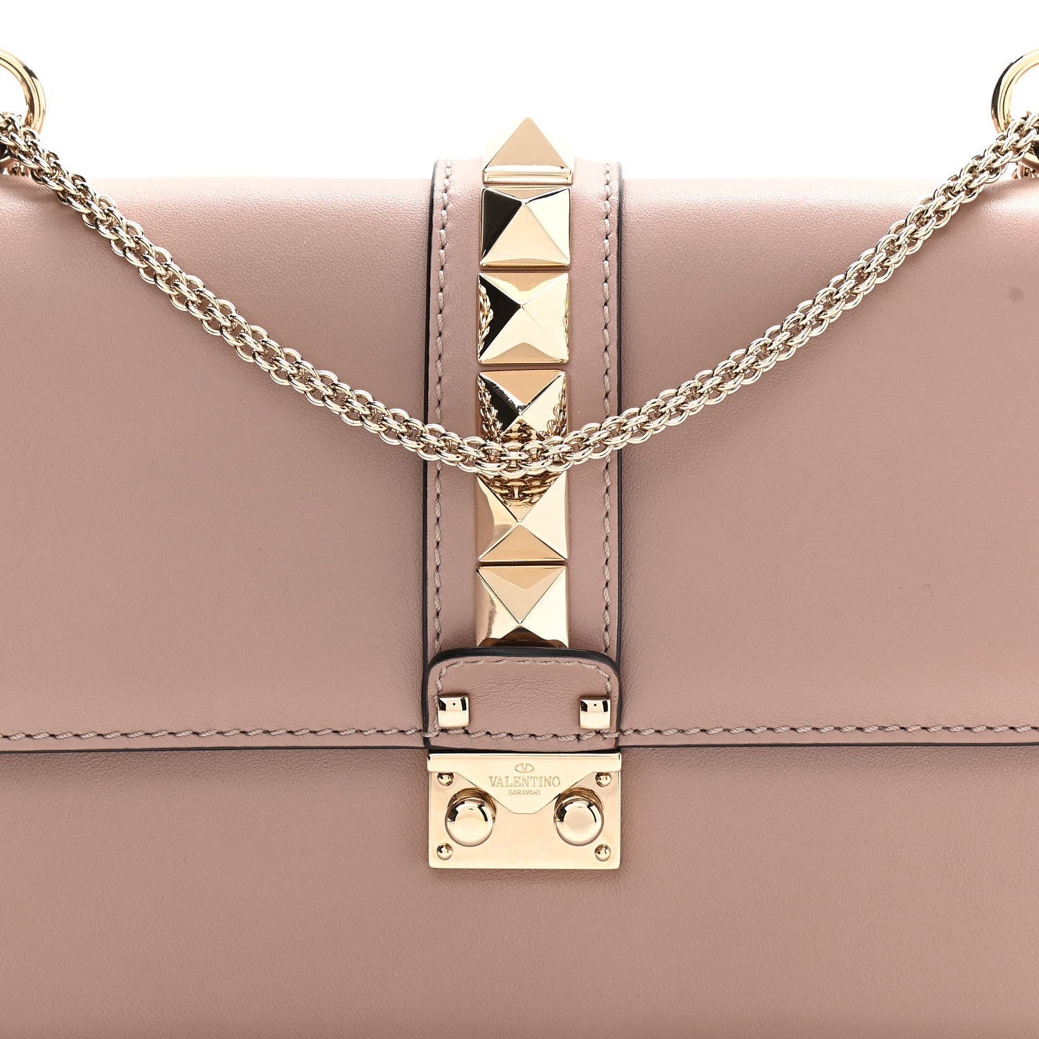 Valentino Garavani Vitello Medium Glam Lock Rockstud Flap Poudre 8 of 10