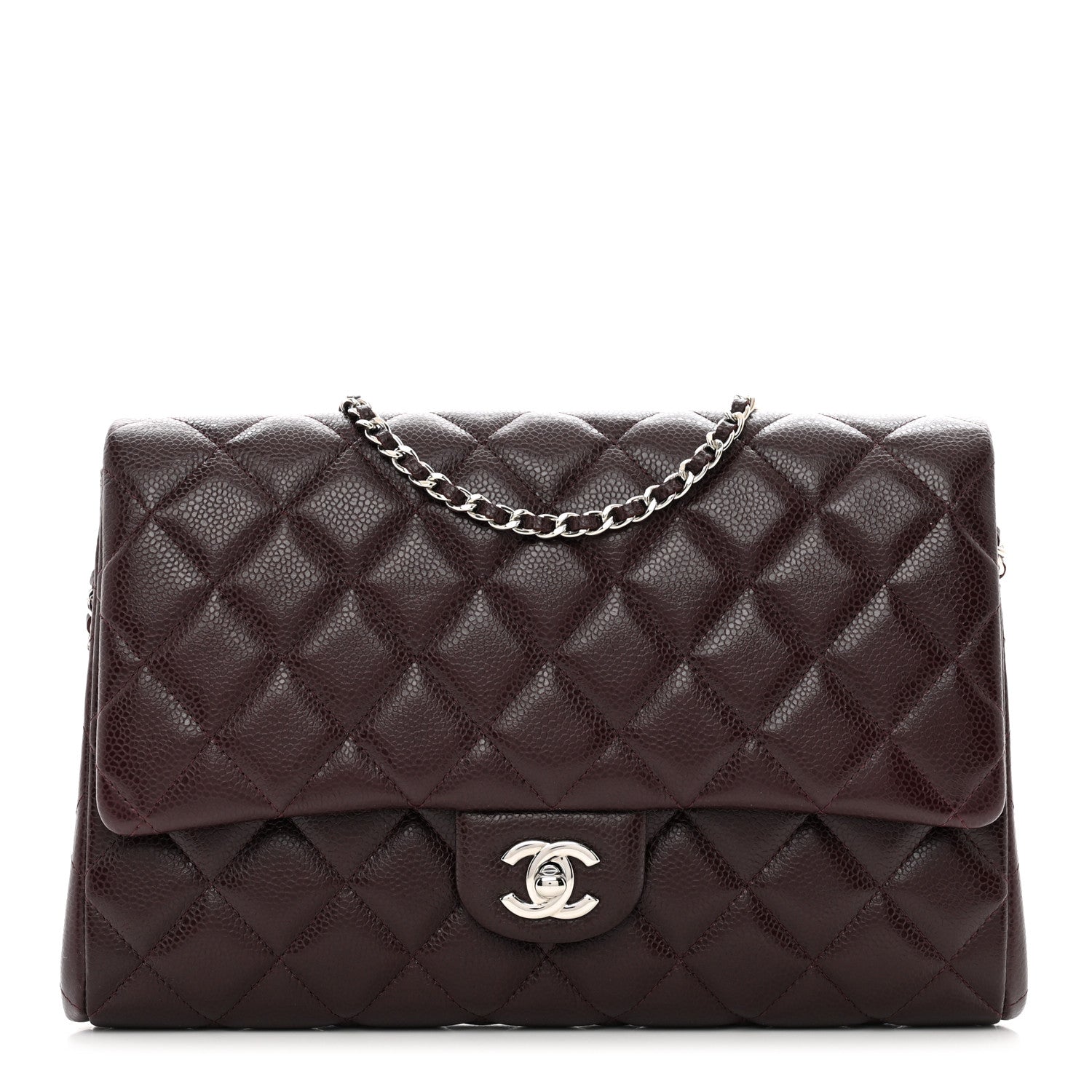 Chanel Caviar Quilted Clutch With Chain Flap Burgundy Burgundy 1 of 10