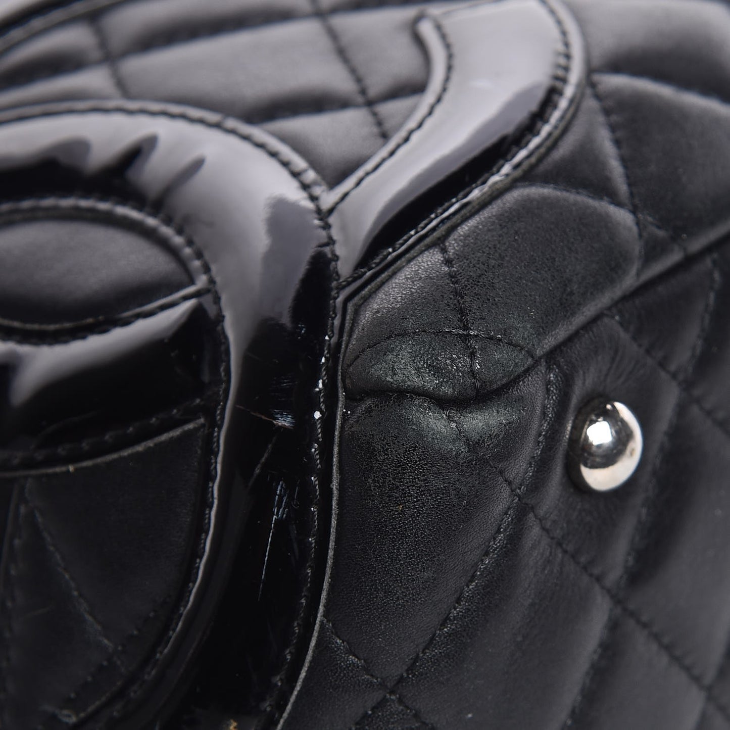 Calfskin Quilted Large Cambon Bowler Black