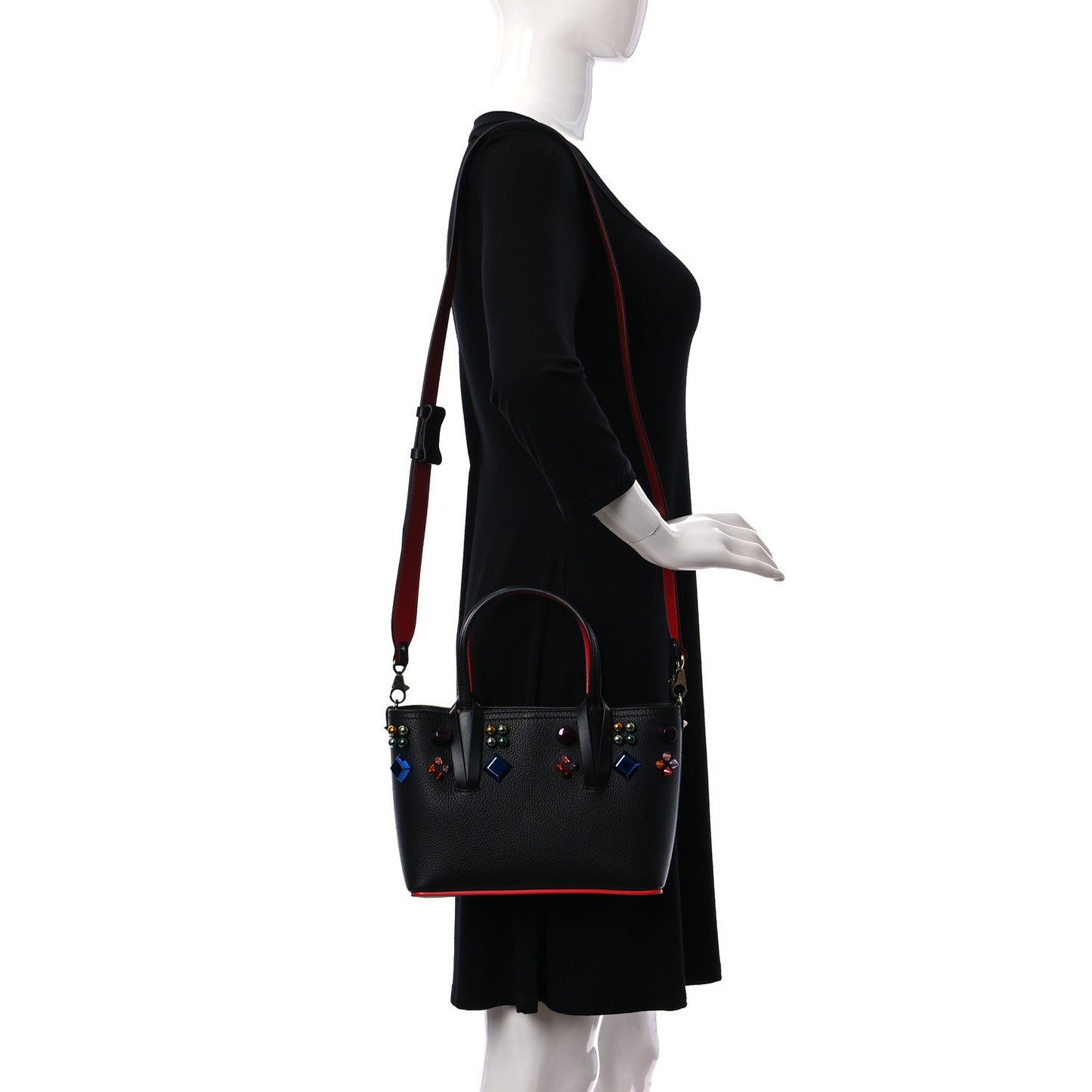 Calfskin Embellished Mini East West Cabata Tote Black