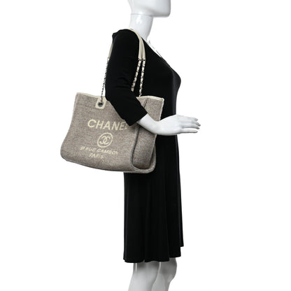 Chanel Mixed Fibers Small Deauville Tote Light Grey 2 of 10