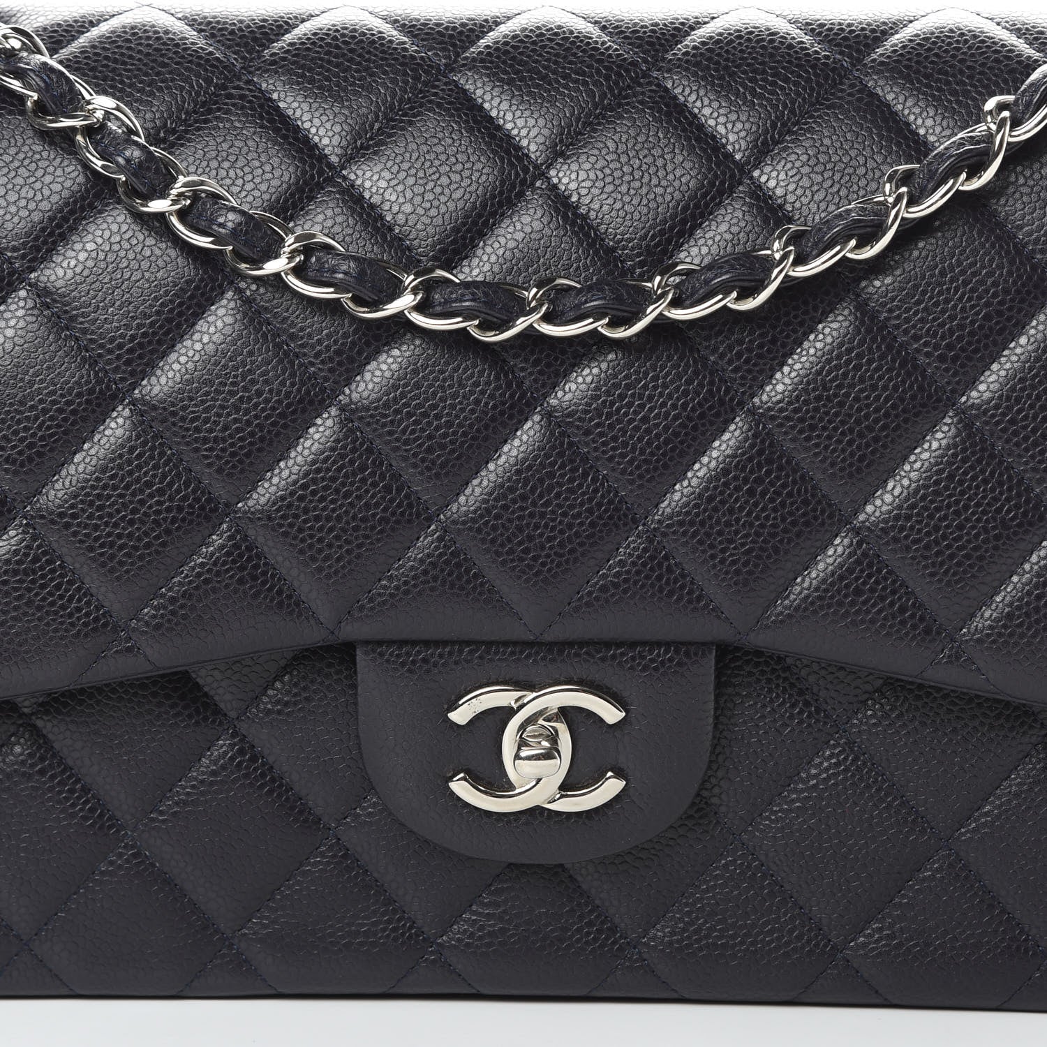 Chanel Caviar Quilted Jumbo Double Flap Navy Blue 8 of 12