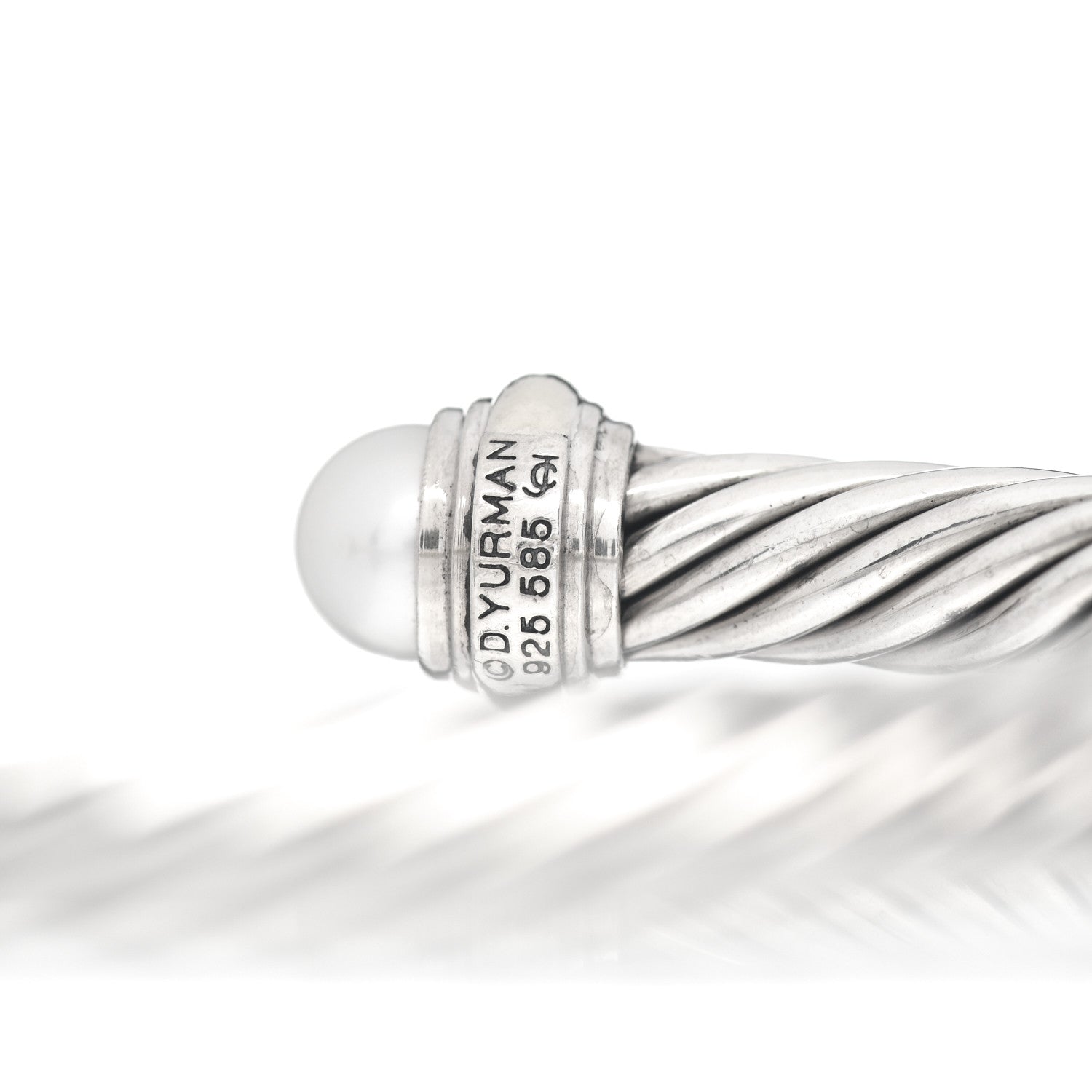 David Yurman Sterling Silver 14K Yellow Gold Pearl 7mm Cable Classics Bracelet 4 of 4