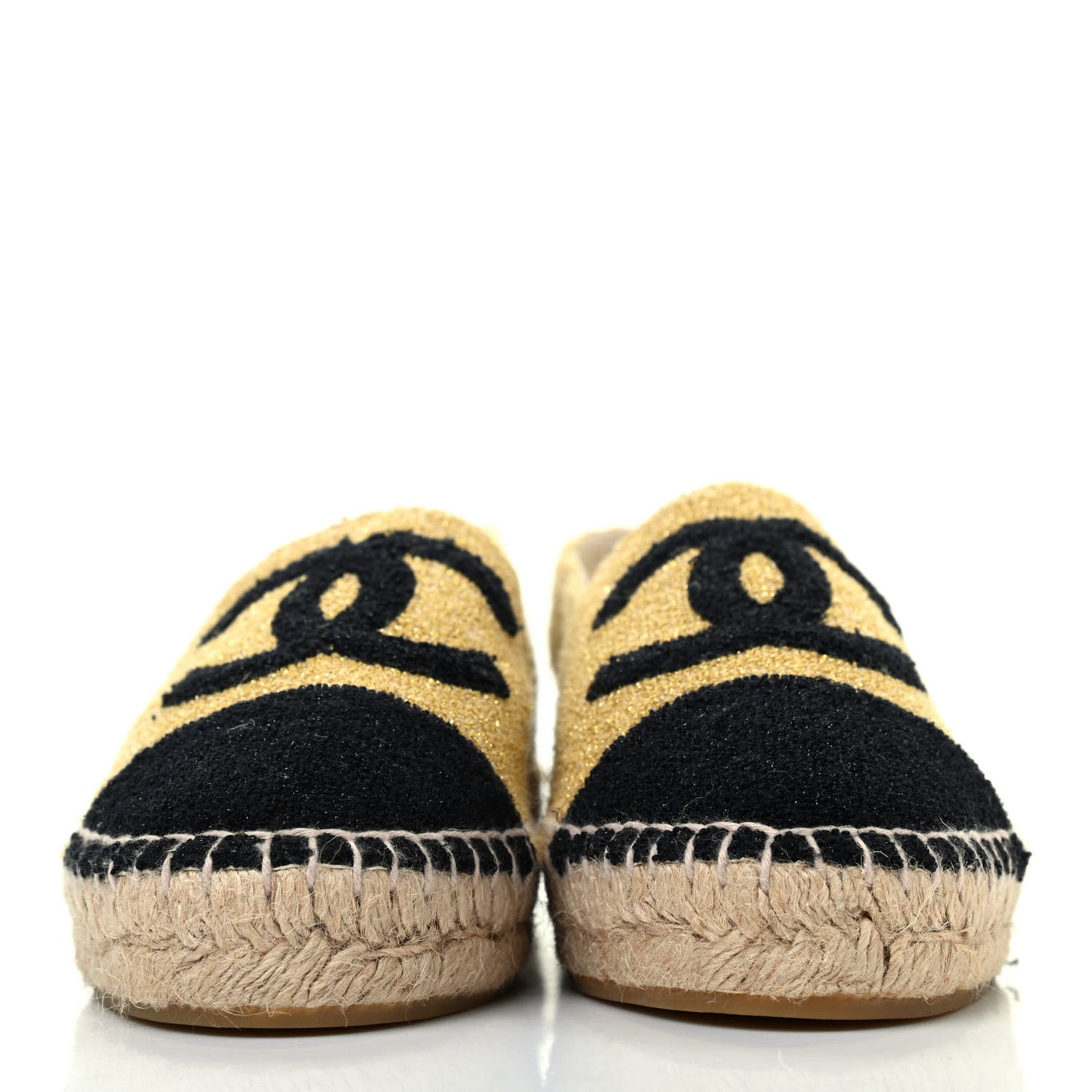 Metallic Terrycloth CC Espadrilles 35 Black Gold