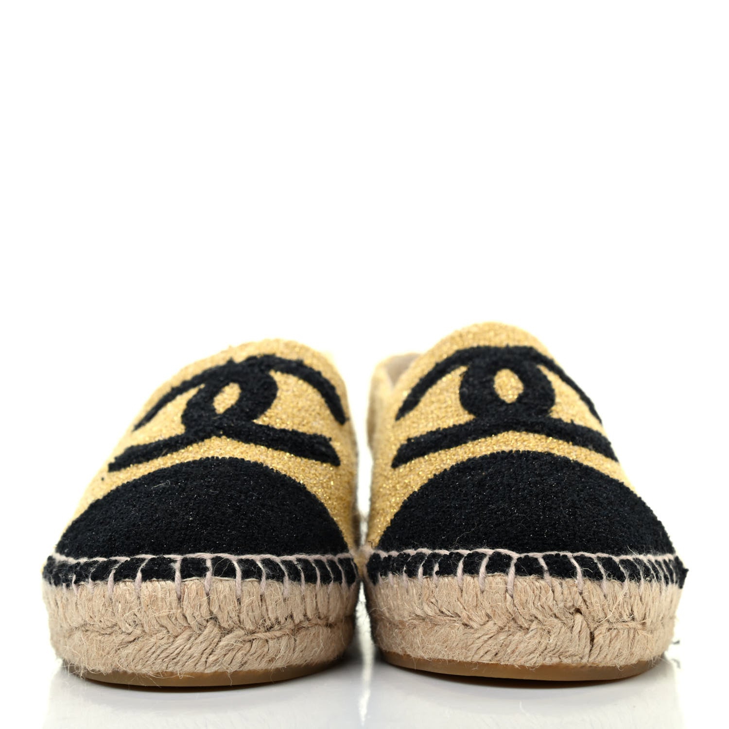 Chanel Metallic Terrycloth CC Espadrilles 35 Black Gold 2 of 4