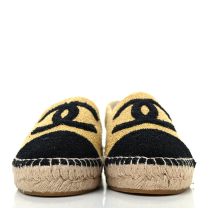 Chanel Metallic Terrycloth CC Espadrilles 35 Black Gold 2 of 4