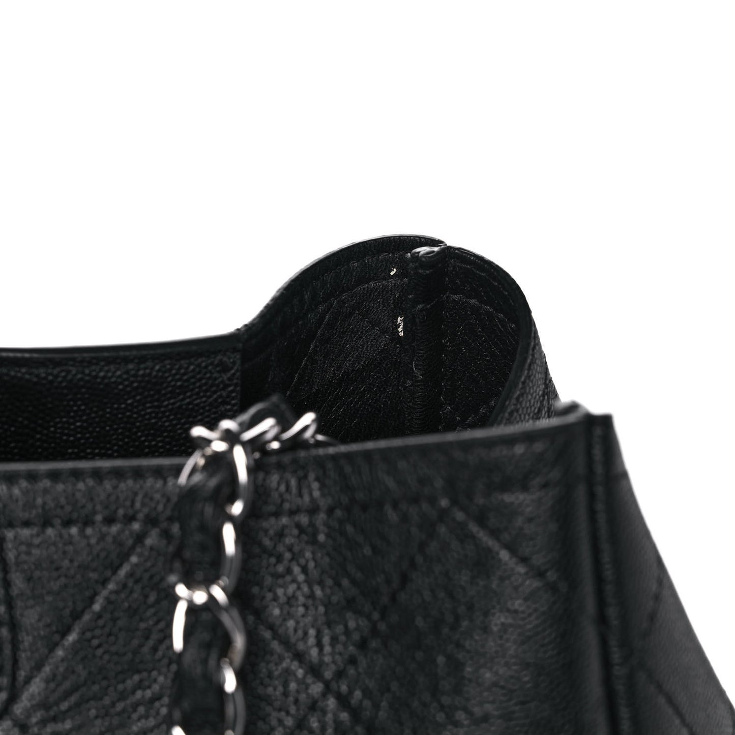 Caviar Stitched Large Shopping Tote Black