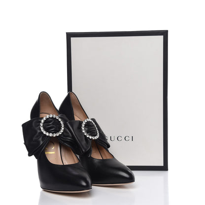 Gucci Nappa Removable Bow Elaisa Platform High Heel Pumps 39 Black 9 of 9