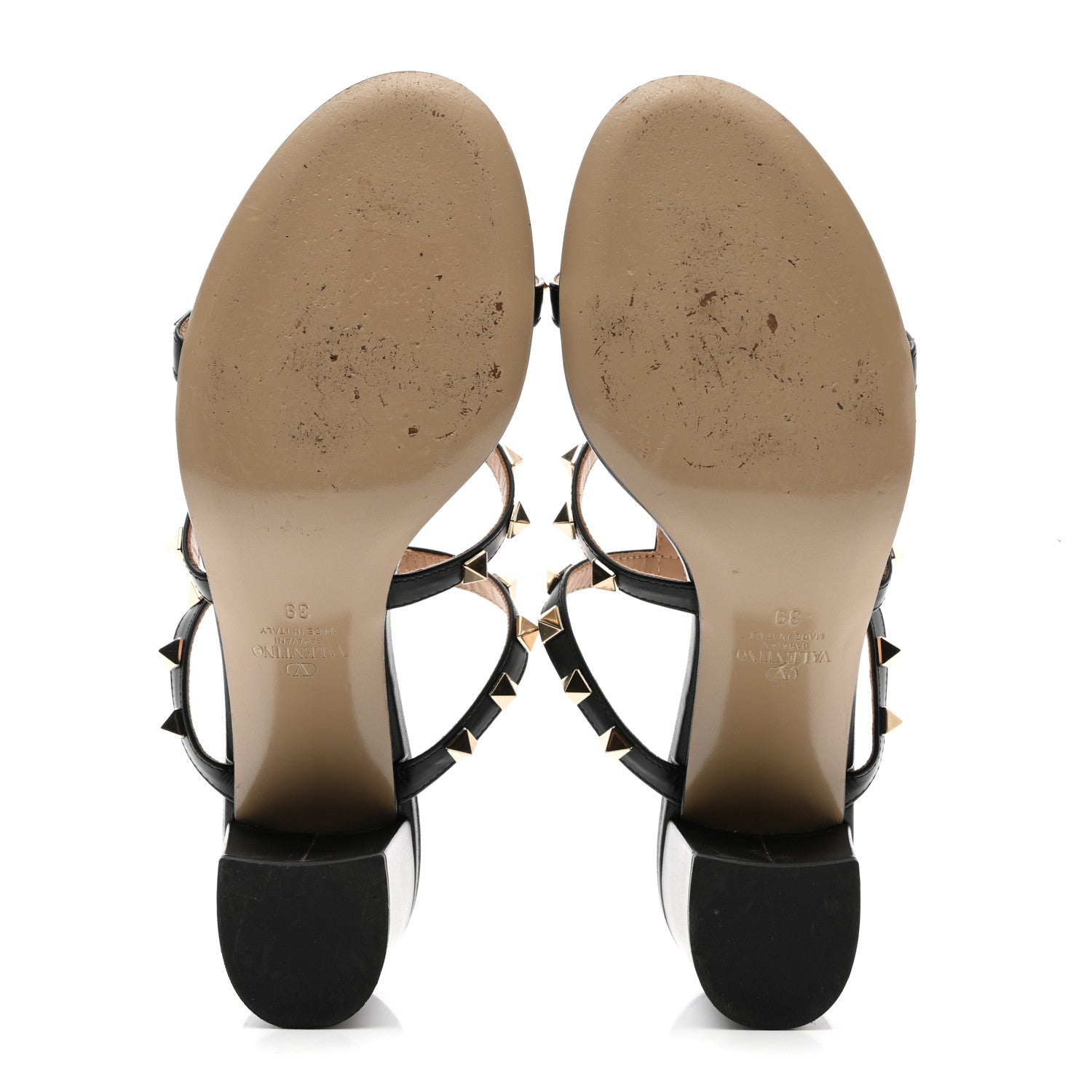 Valentino Garavani Calfskin Rockstud 60mm Caged Slide Sandals 39 Black 5 of 10