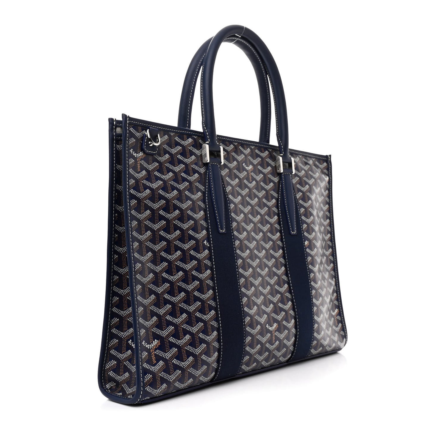 Goyardine Calfskin Morvan Document Case Navy