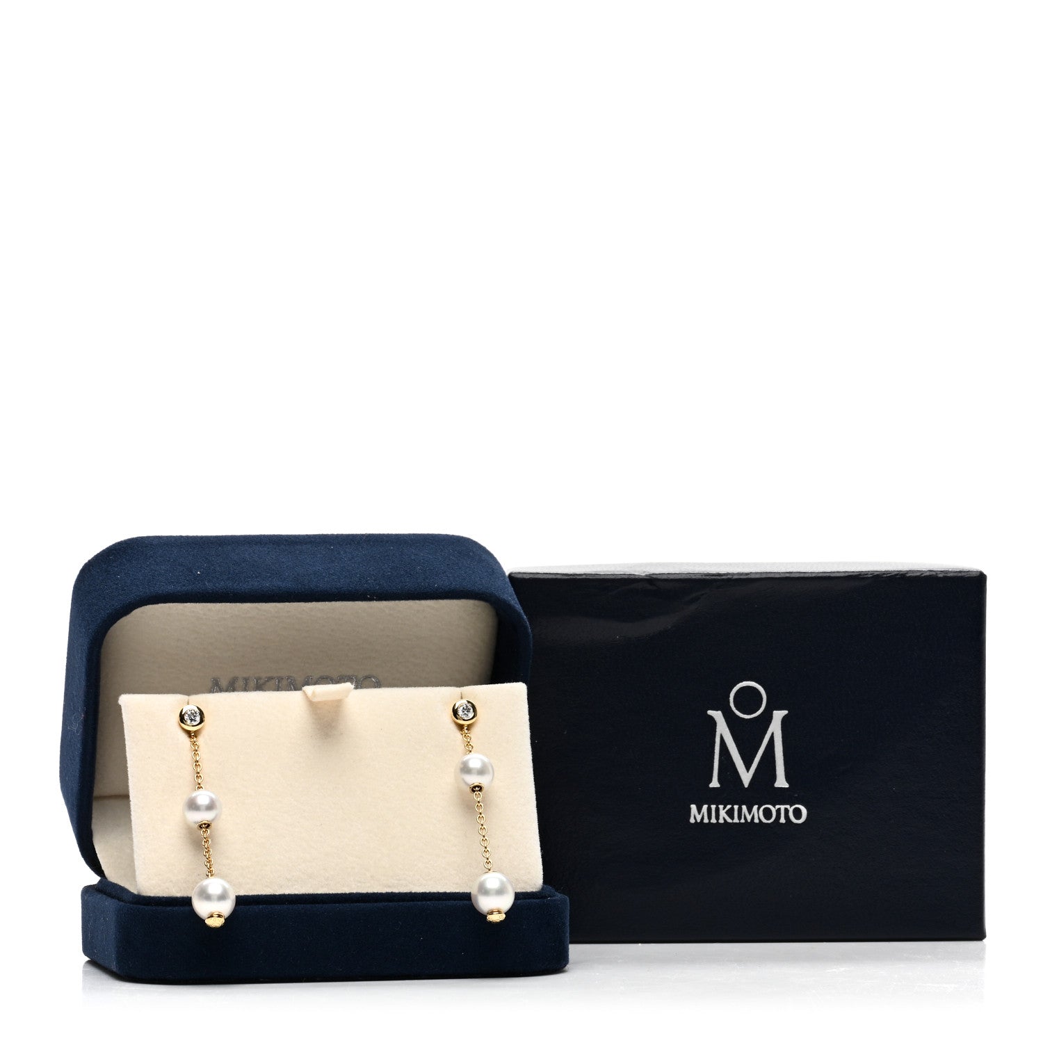 Mikimoto 18K Yellow Gold Diamond Akoya Pearl 7-7.5mm Pearls in Motion Earrings 5 of 5