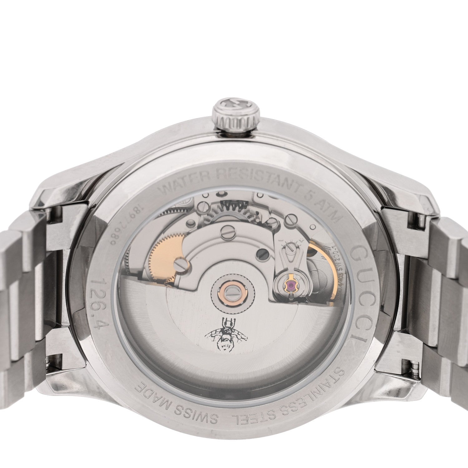 Gucci Stainless Steel 38mm G-Timeless Bee Automatic Watch Pink 4 of 4