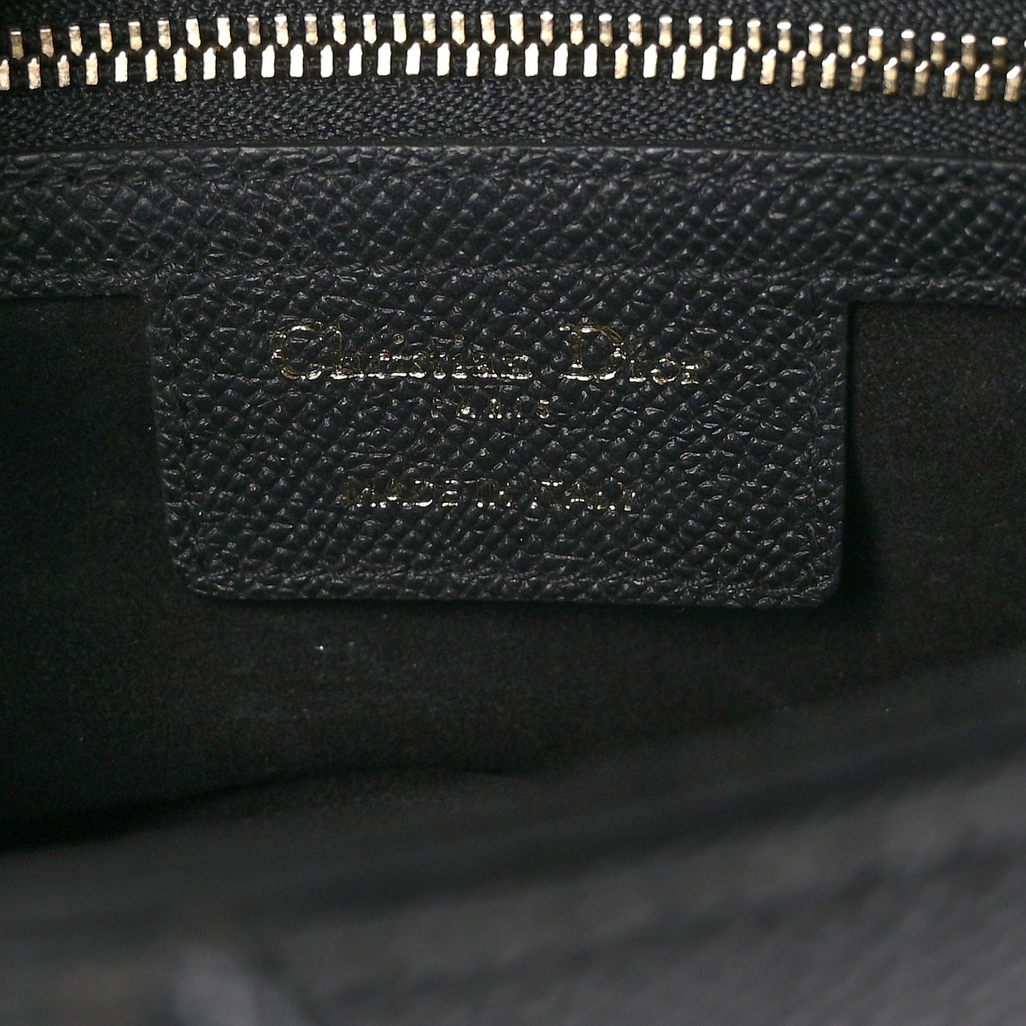 CHRISTIAN DIOR Grained Calfskin Saddle Bag With Strap Black