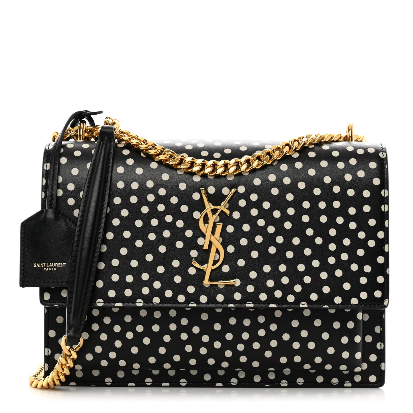 Calfskin Polka Dot Medium Monogram Sunset Black White
