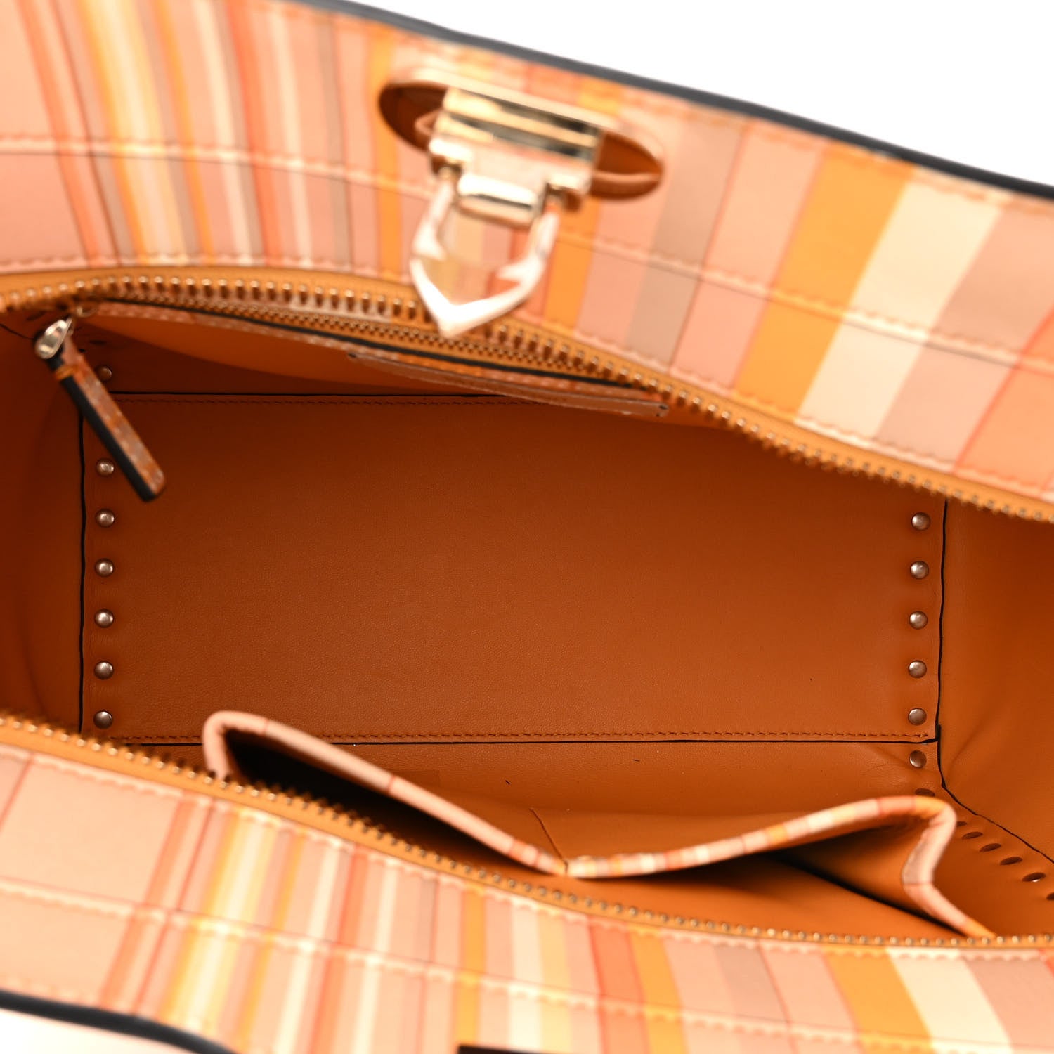 Valentino Garavani Vitello Native Couture 1975 Rockstud Double Handle Tote Mandarin Sorbet 5 of 9
