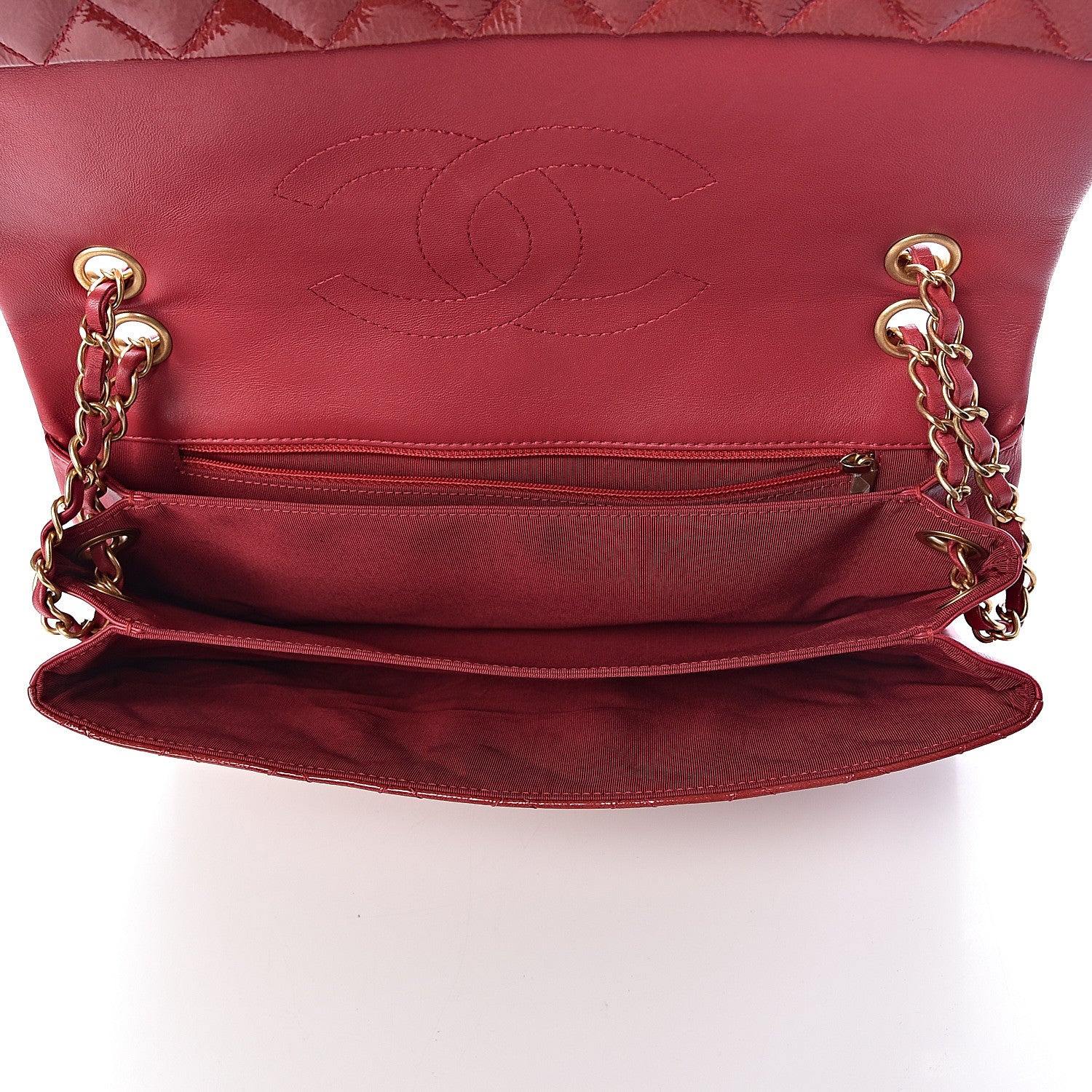 Chanel Patent Quilted 3 Pocket Accordion Flap Dark Pink 5 of 12