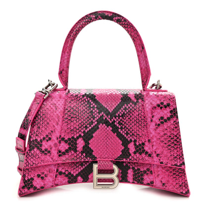 Balenciaga Shiny Calfskin Python Effect Small Hourglass Top Handle Bag Fuchsia Black 1 of 8