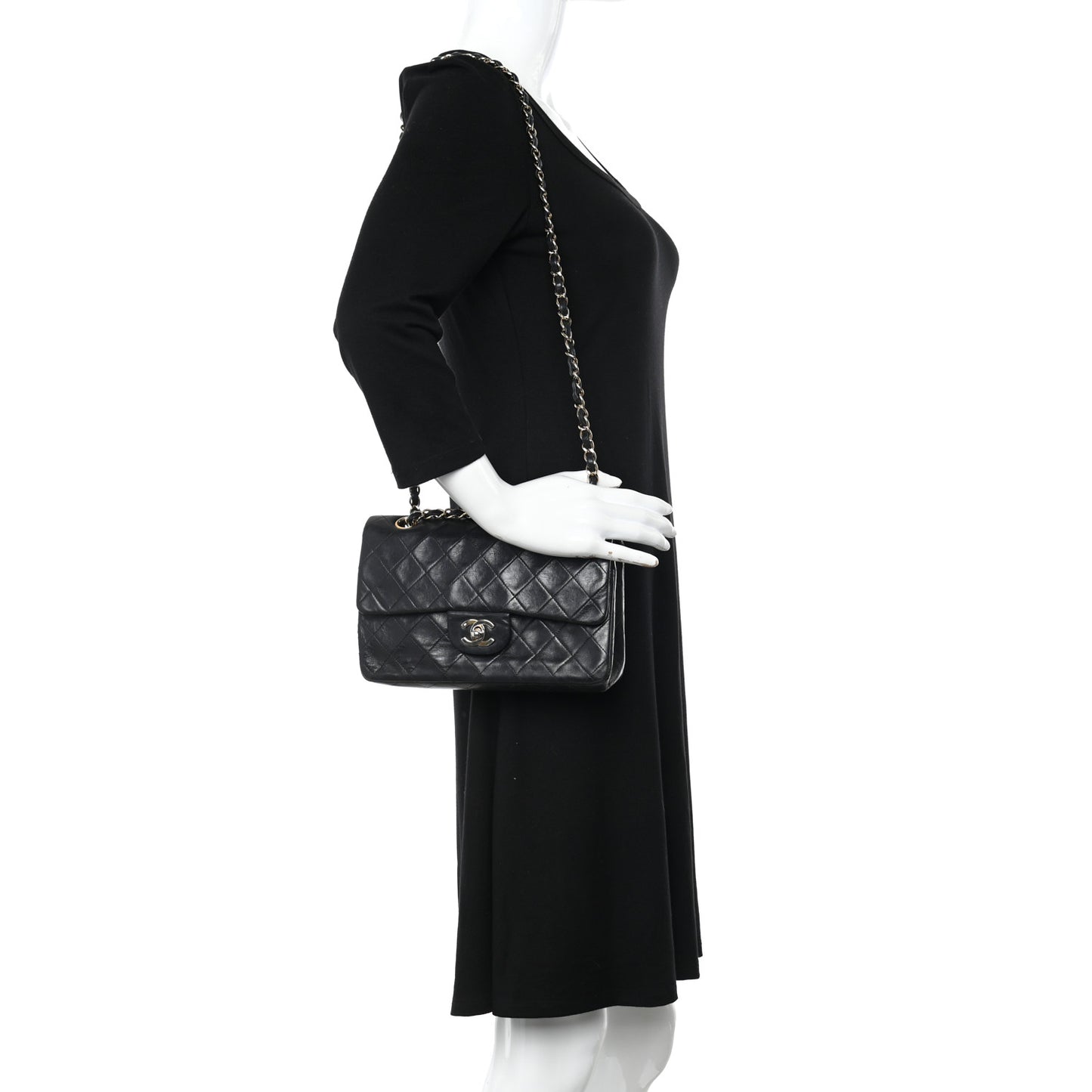 Lambskin Quilted Small Double Flap Black