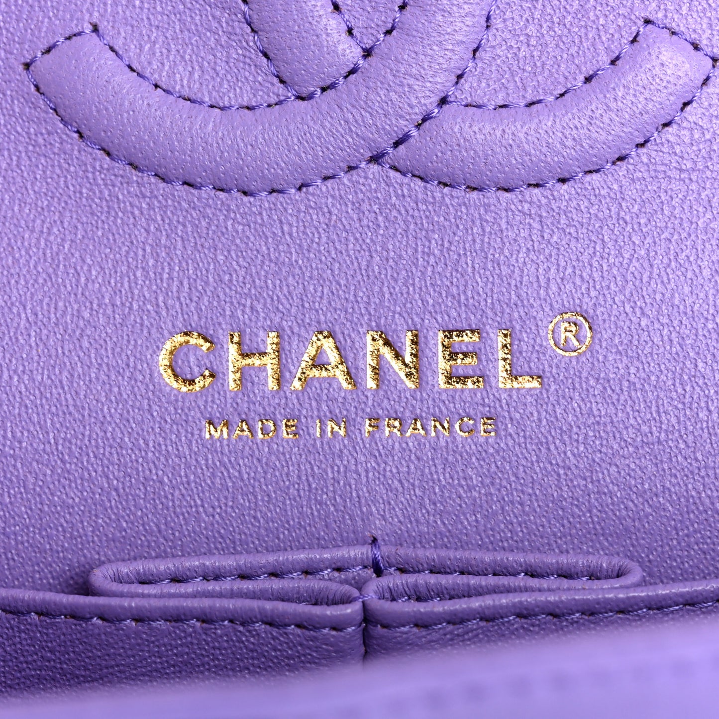 Lambskin Chevron Quilted Small Double Flap Purple