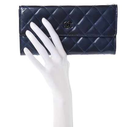 Chanel Patent Quilted Large Flap Wallet Blue 2 of 10