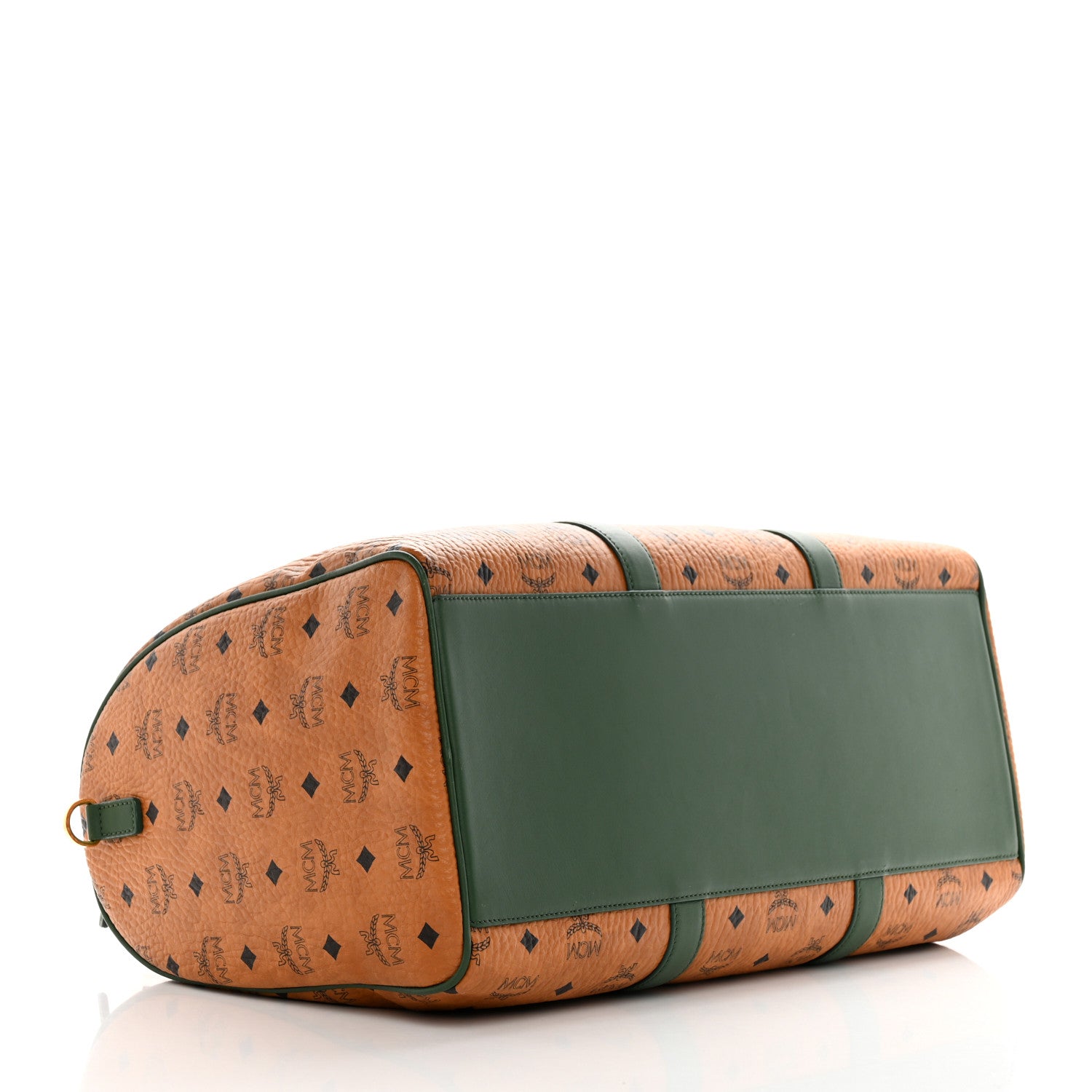 MCM Visetos Medium Traveler Weekender Duffle Bag Cognac Green 3 of 9