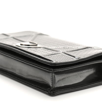 Christian Dior Metallic Patent Micro-Cannage Diorama Wallet on Chain Pouch Black 6 of 10