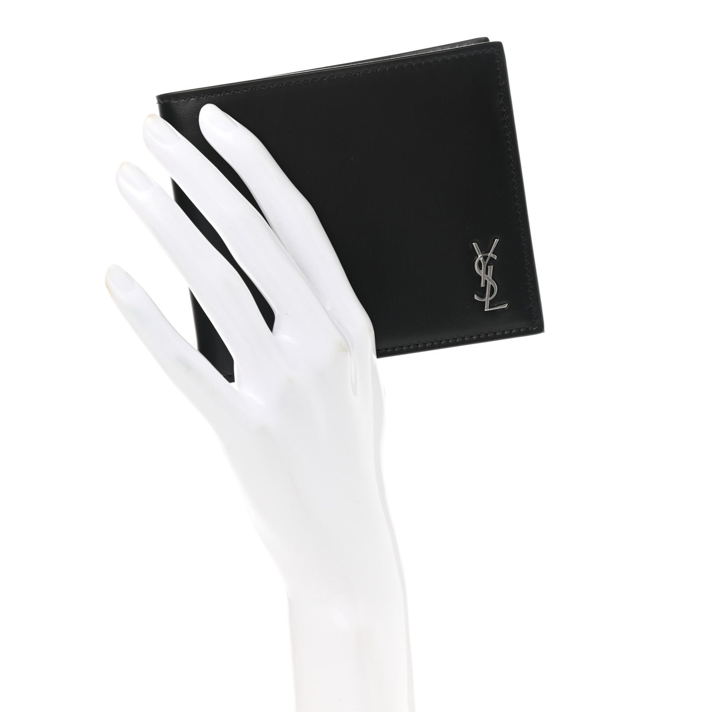 Matte Calfskin Tiny Cassandre East West Wallet Black