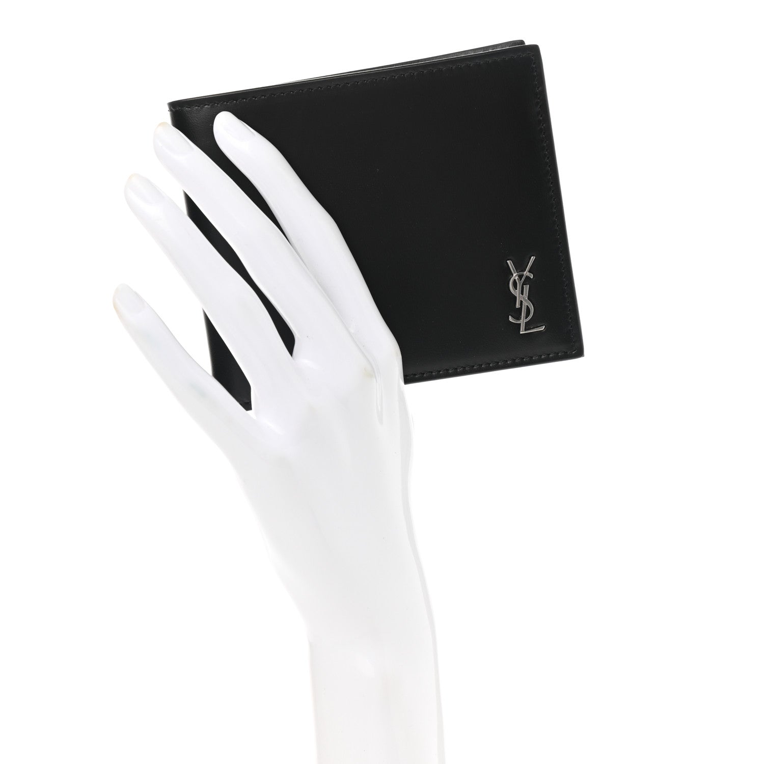 Saint Laurent Matte Calfskin Tiny Cassandre East West Wallet Black 2 of 7