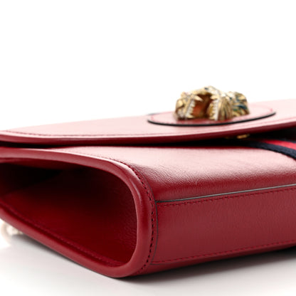 Gucci Textured Calfskin Web Rajah Slim Flap Shoulder Bag Romantic Cherry 9 of 10