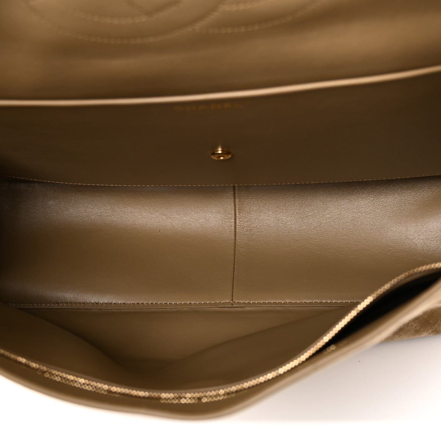 Suede Calfskin Souplissimo Maxi Flap Dark Beige