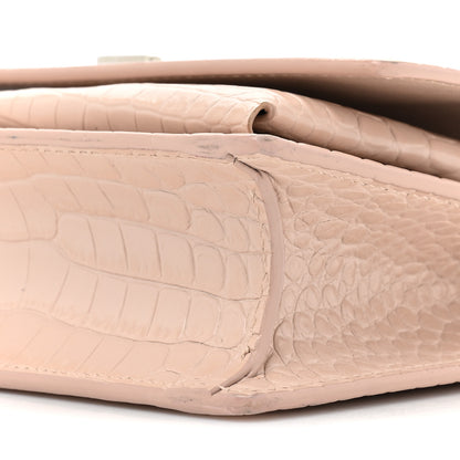 Saint Laurent Calfskin Crocodile Embossed Monogram Sunset Chain Wallet Marble Pink 10 of 19