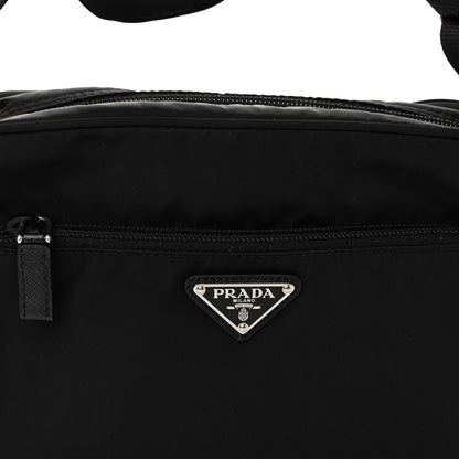 Prada Re-Nylon Vela Saffiano Pocket Double Zip Shoulder Bag Black 8 of 11