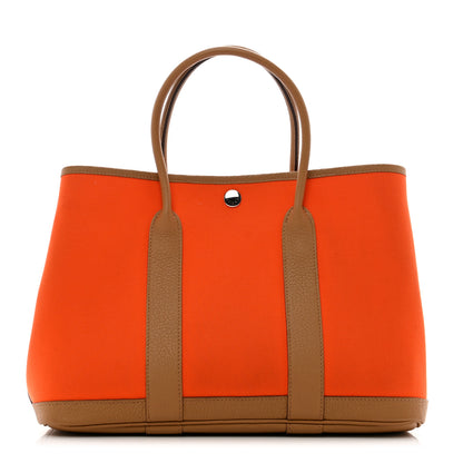 Hermes Toile Militaire Vache Country Garden Party 30 TPM Orange Chai 1 of 11