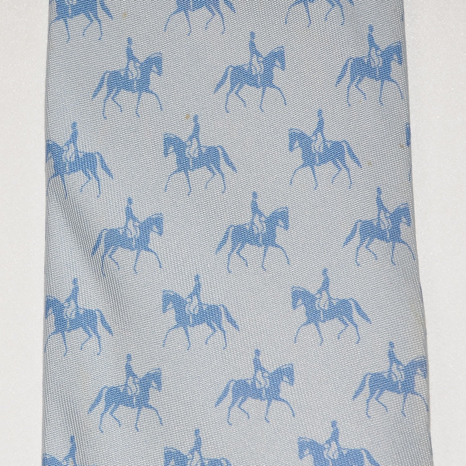 Hermes Silk Mens Neck Tie Bleu 4 of 7