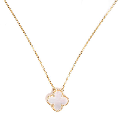 Van Cleef & Arpels 18K Yellow Gold Mother of Pearl Vintage Alhambra Pendant Necklace 1 of 6