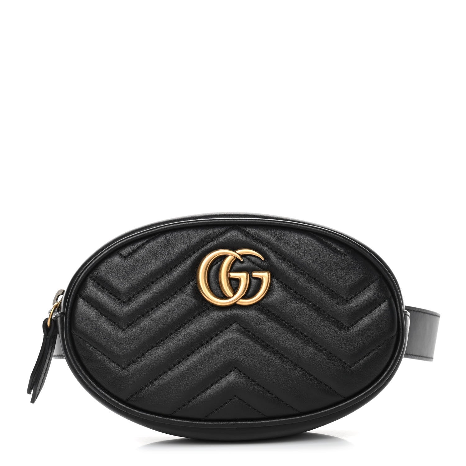Gucci Calfskin Matelasse GG Marmont Belt Bag 85 34 Black 1 of 8