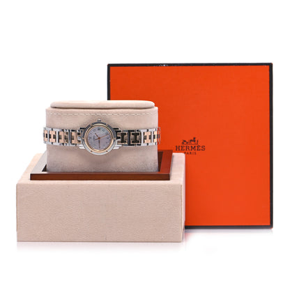 Hermes Stainless Steel Mother of Pearl 24mm Clipper Quartz Watch Rose Gold 7 of 7