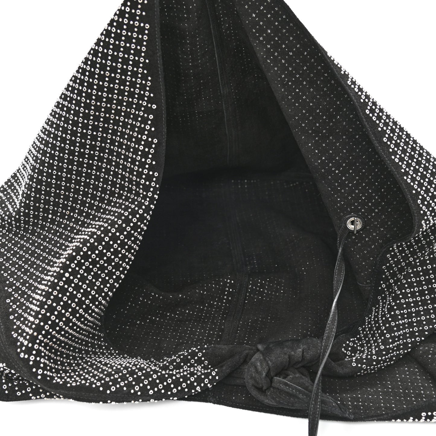 Suede Studded Hobo Bag Black