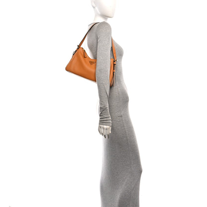 Prada Soft Calfskin Medium Aimee Shoulder Bag Caramel 2 of 9