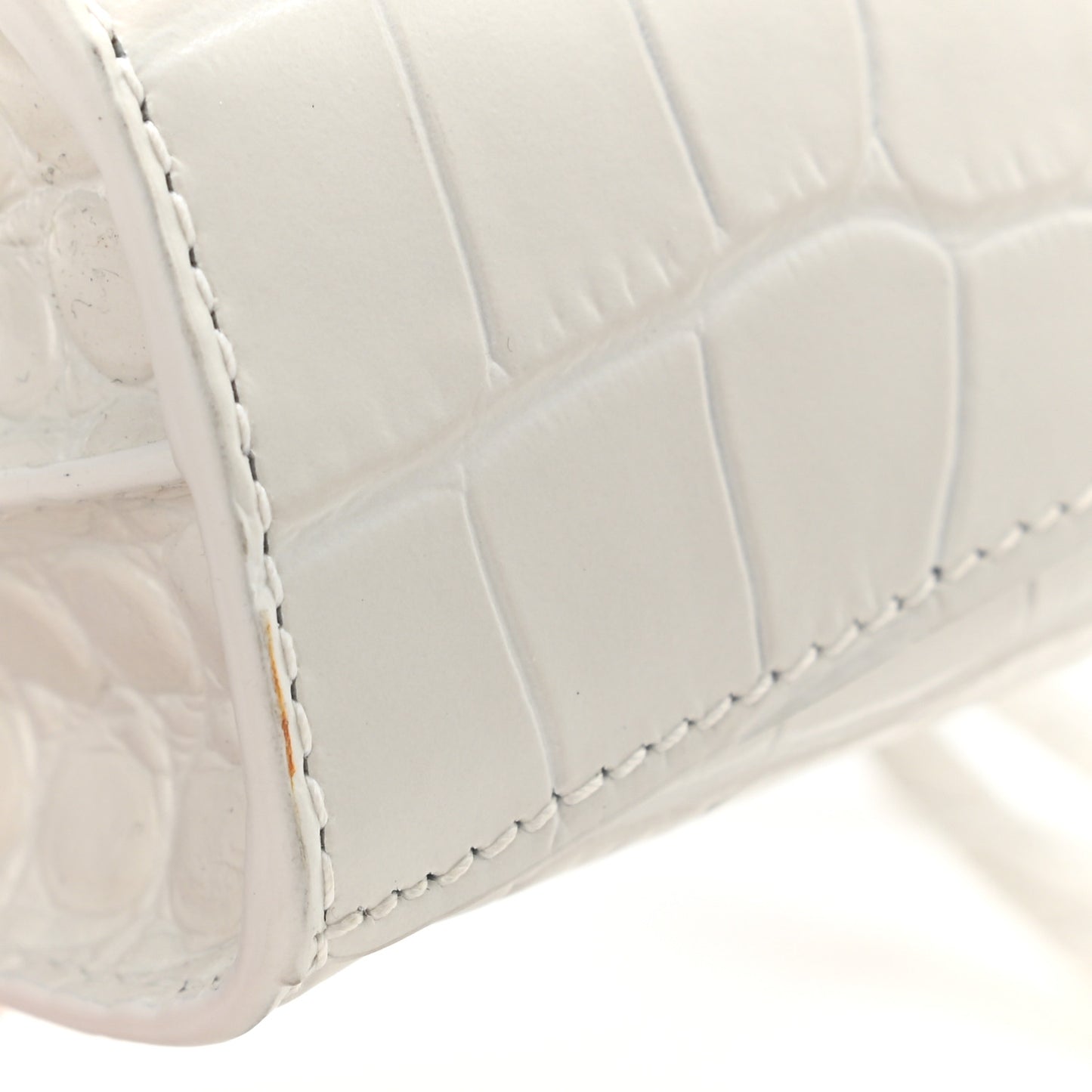 Extra Supple Calfskin Crocodile Embossed Neo Classic Silver Hardware Super Nano City Crossbody White