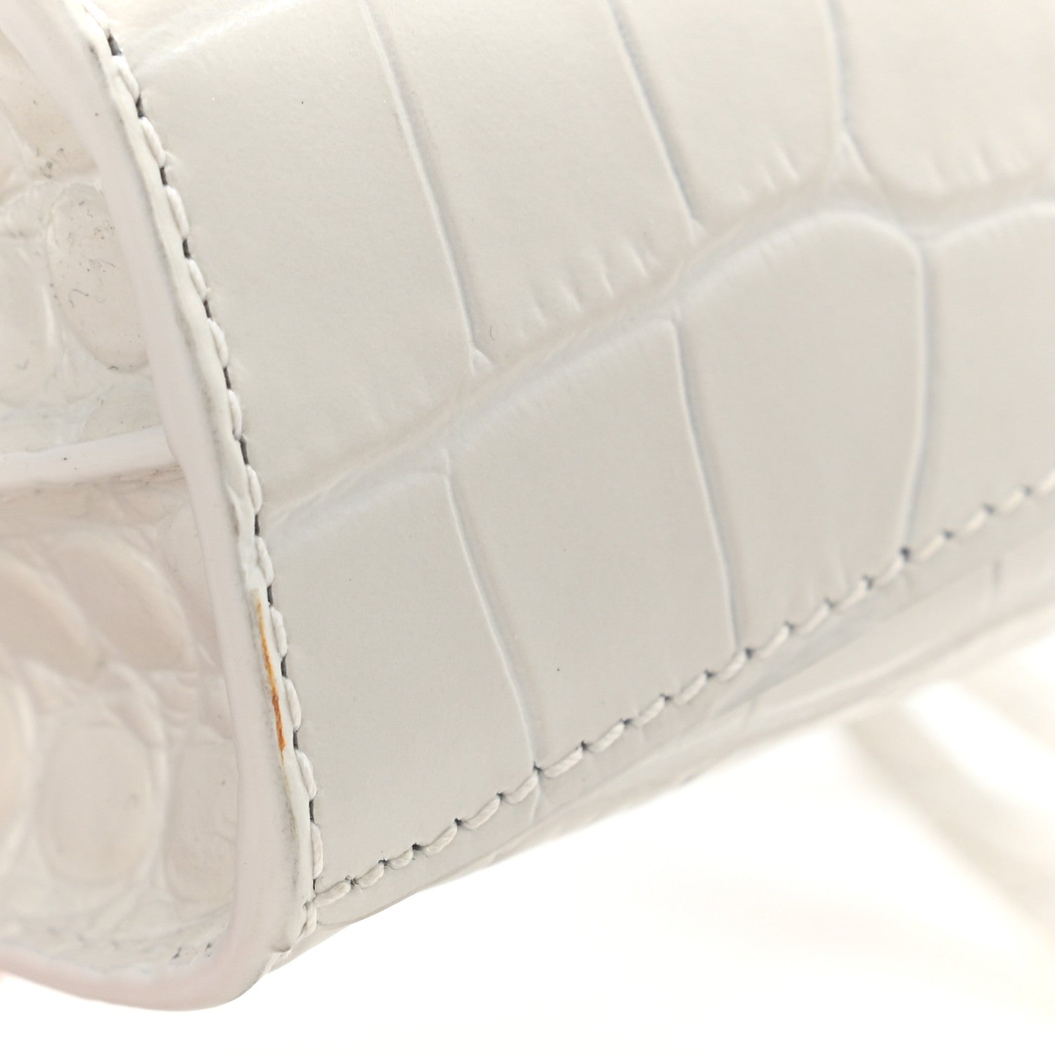 Balenciaga Extra Supple Calfskin Crocodile Embossed Neo Classic Silver Hardware Super Nano City Crossbody White 10 of 10