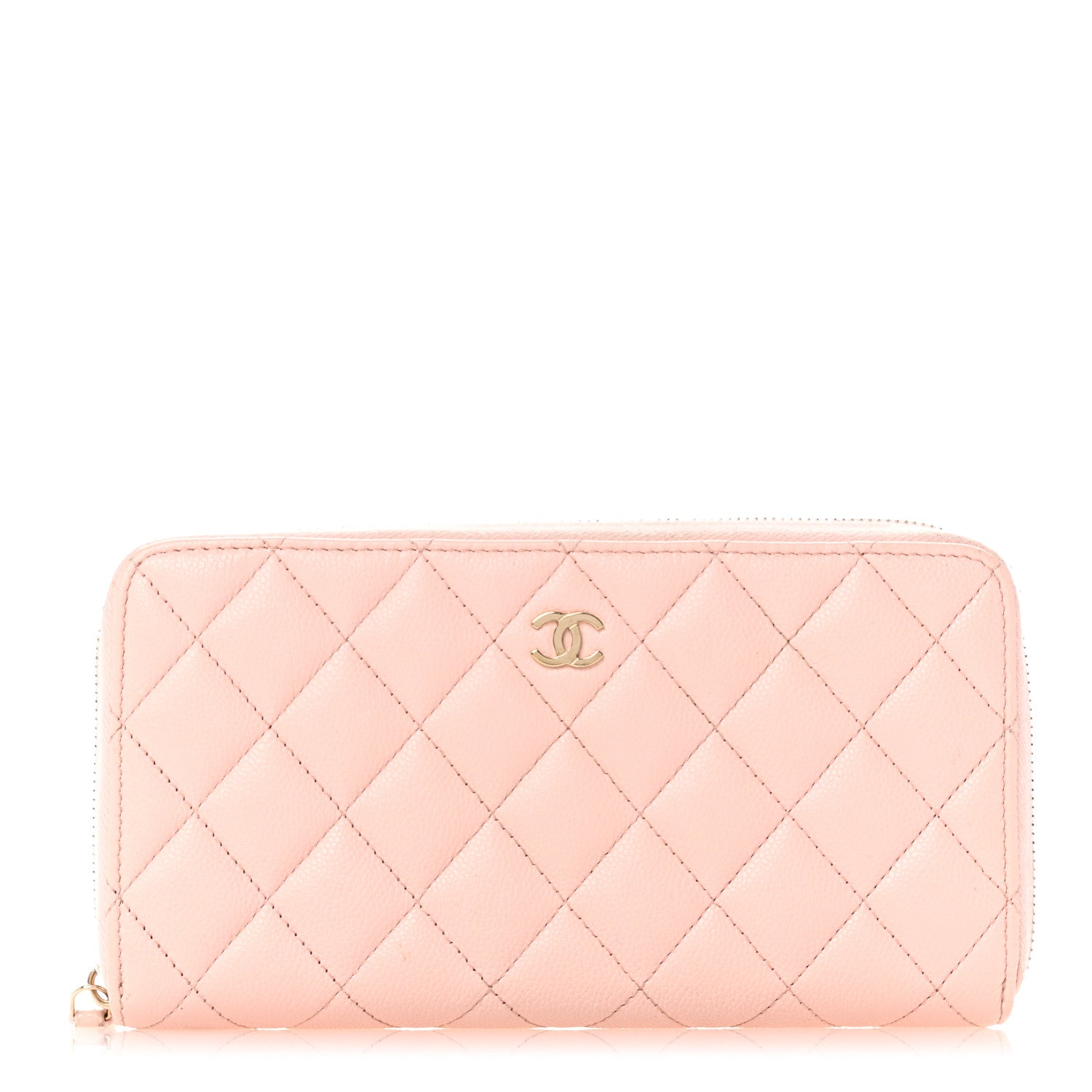 Chanel Caviar Quilted Large Gusset Zip Around Wallet Light Pink 1 of 12