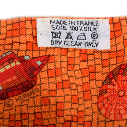 Hermes Silk Sea Shells Mosaic Twilly Orange 5 of 6