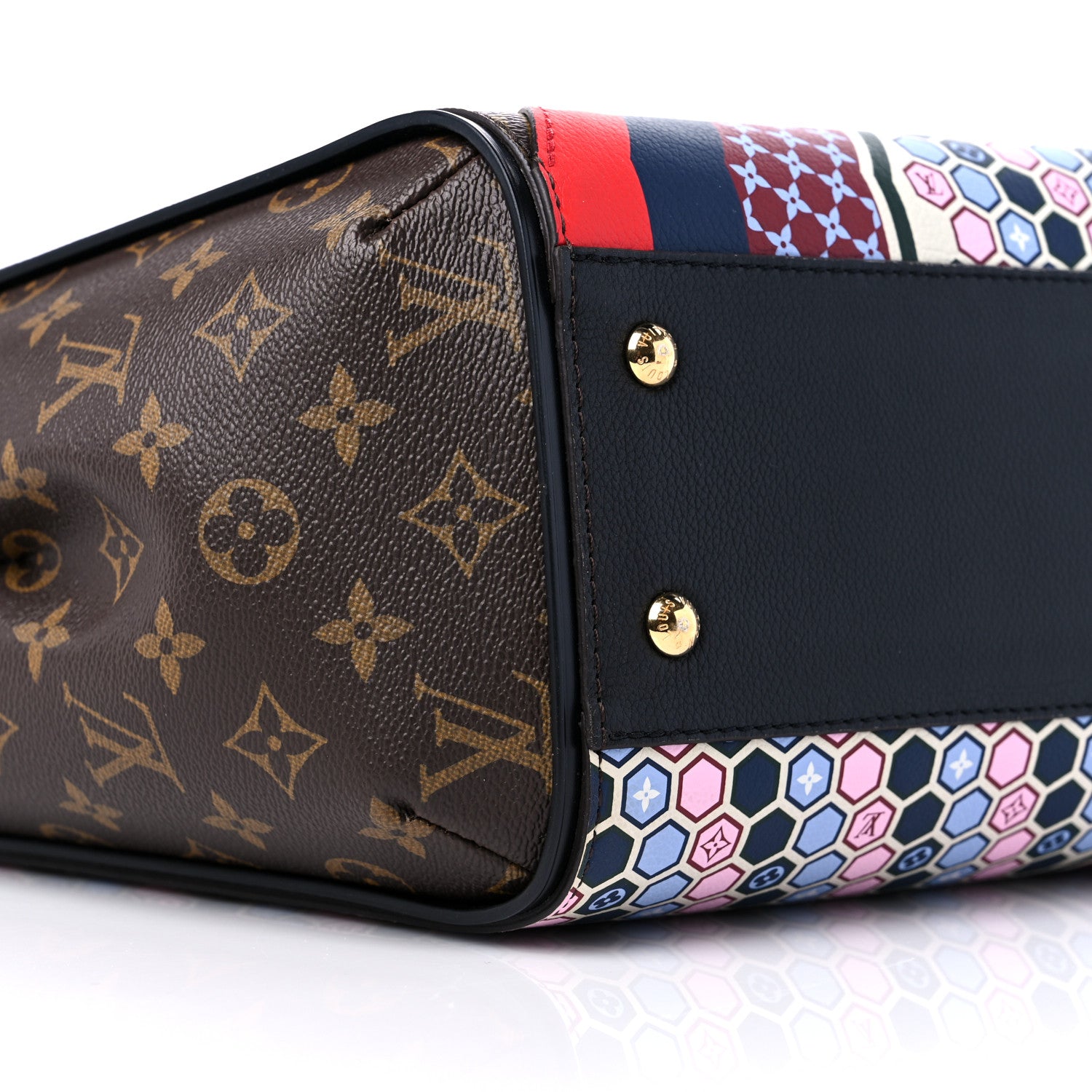 Louis Vuitton Calfskin Monogram Kimono Tote MM Rouge Navy 7 of 11