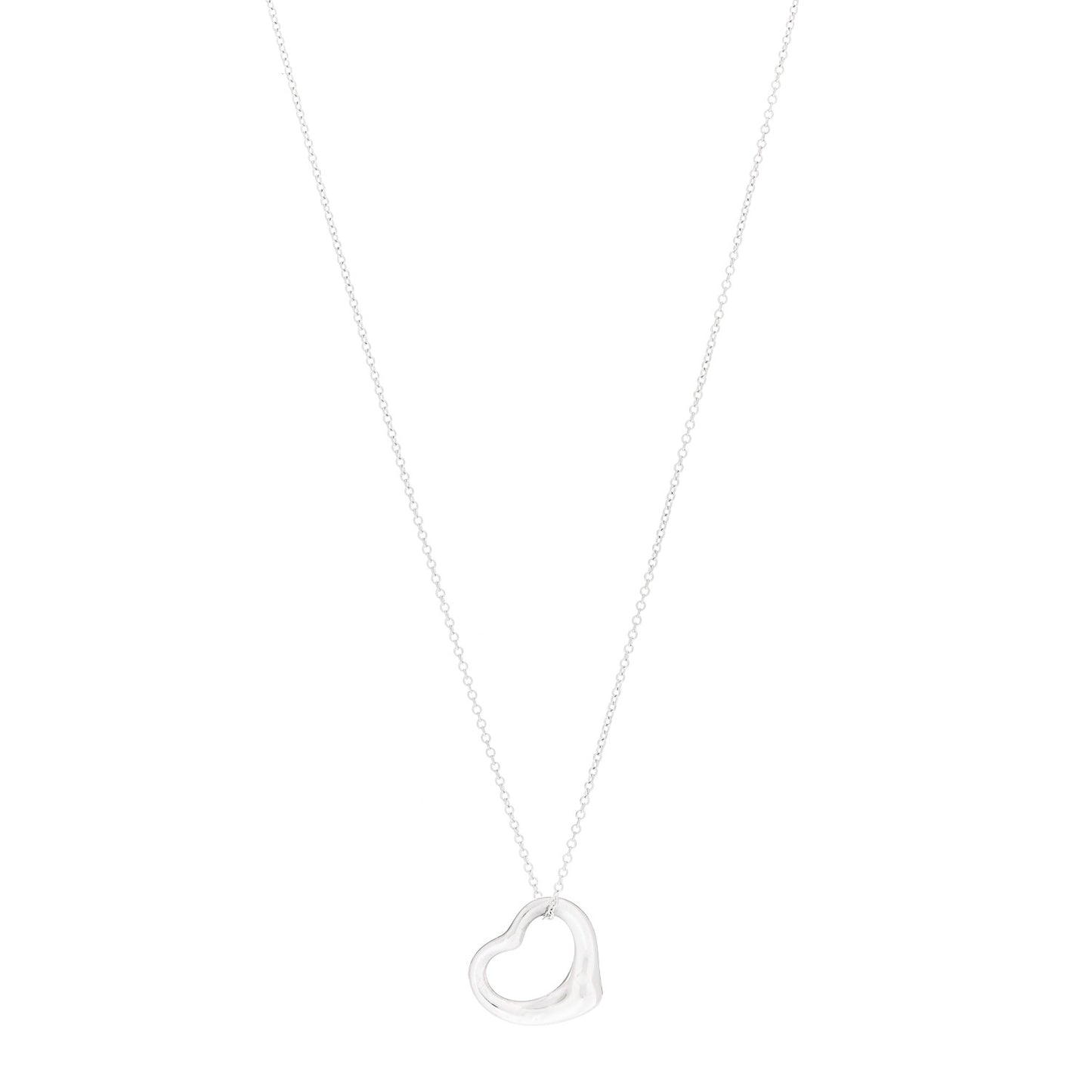 Sterling Silver 16mm Elsa Peretti Open Heart Pendant Necklace