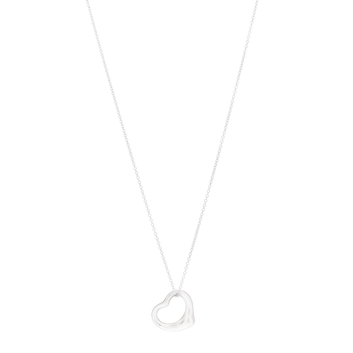 Tiffany Sterling Silver 16mm Elsa Peretti Open Heart Pendant Necklace 1 of 7