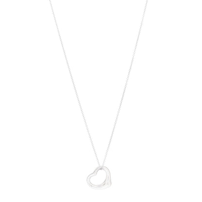 Tiffany Sterling Silver 16mm Elsa Peretti Open Heart Pendant Necklace 1 of 7
