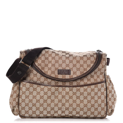 Gucci Monogram Natural Pigskin Large Diaper Bag Beige Ebony Cocoa Dark Chocolate 1 of 15