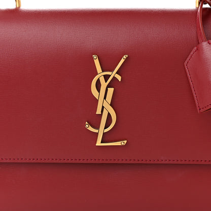 Saint Laurent Smooth Calfskin Medium Monogram Sunset Satchel Rouge Opyum 8 of 12