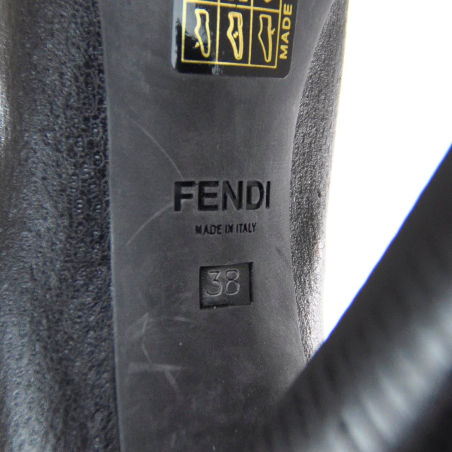 Fendi Textured Calfskin Rubber Toe Lace Up Boots 38 Black 5 of 5